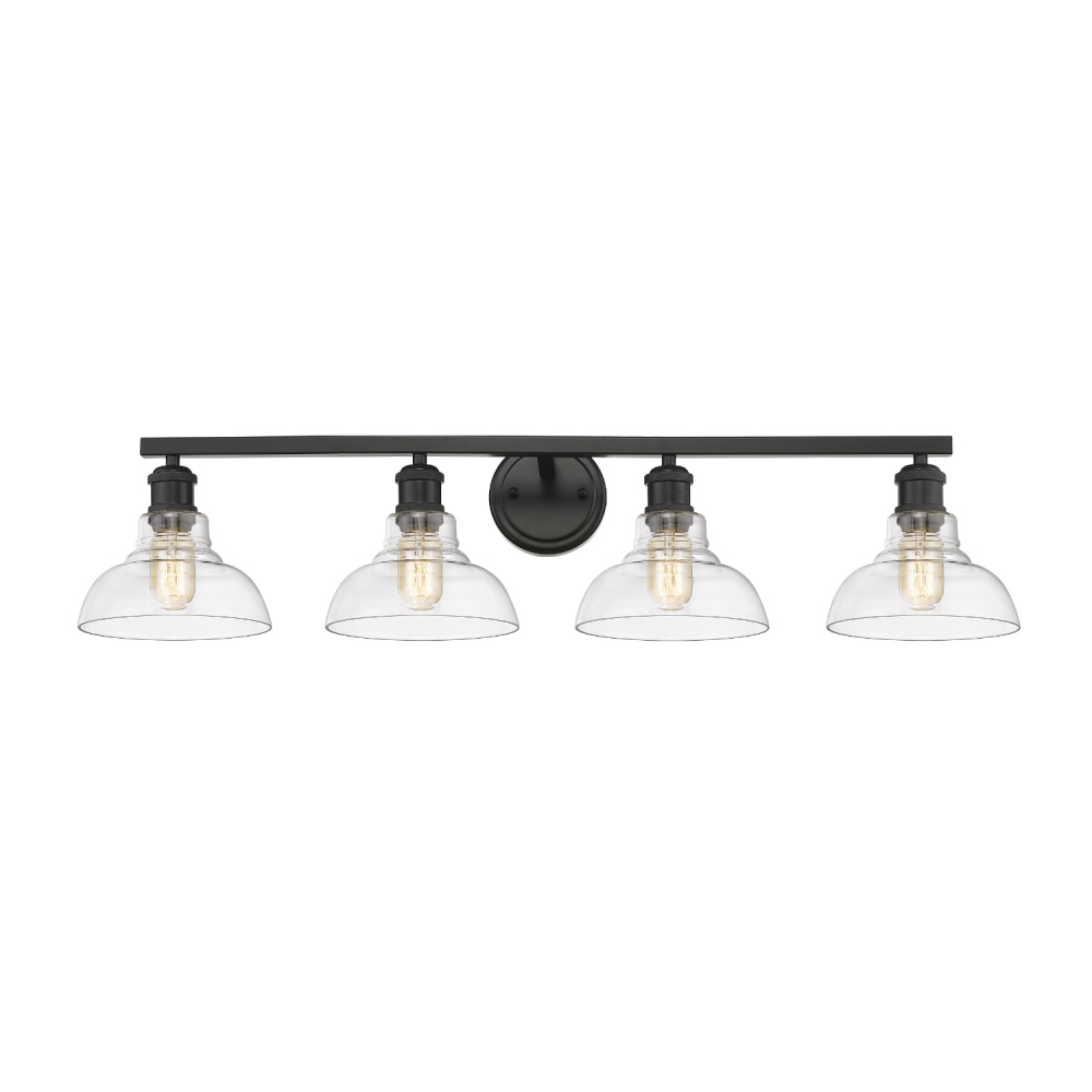 Yep by Golden Lighting Carver 4-light Vanity in Matte Black and Clear Glass